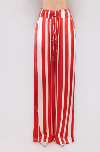 Calça Pantalona Listrada Travessia Vermelho