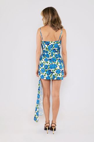 Vestido Curto Floral Travessia Azul