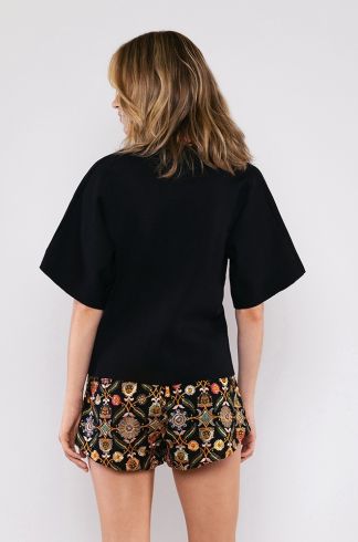 Blusa Tricot Travessia Ornamental Preto