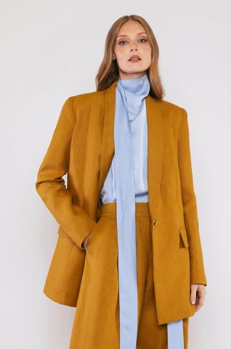 Blazer Linho Faixa Travessia Terra cota 
