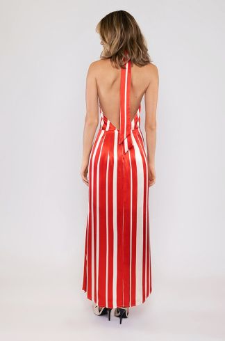 Vestido Midi Alcinha Decote V Vermelho Travessia
