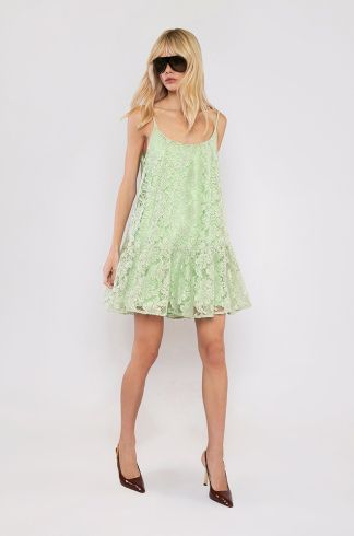 Vestido Curto Soltinho De Renda Verde