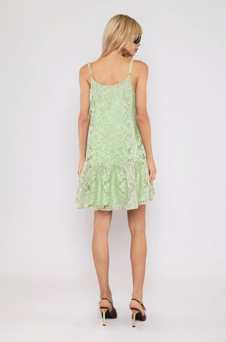 Vestido Curto Soltinho De Renda Verde