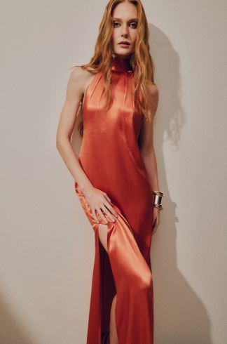 Vestido Longo Frente Unica Travessia Laranja