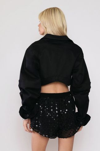 Camisa Cropped Organic Travessia Sarja Preto