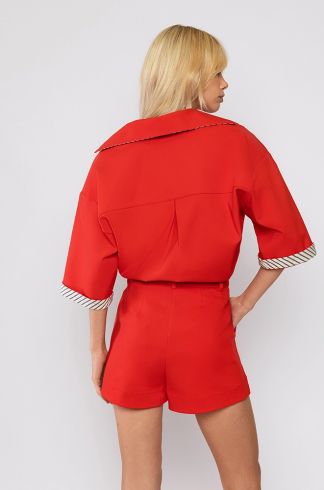 Camisa Oversized Manga Curta Travessia Vermelho 