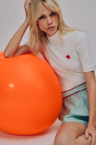 Blusa Malha Gola Alta Travessia Offwhite