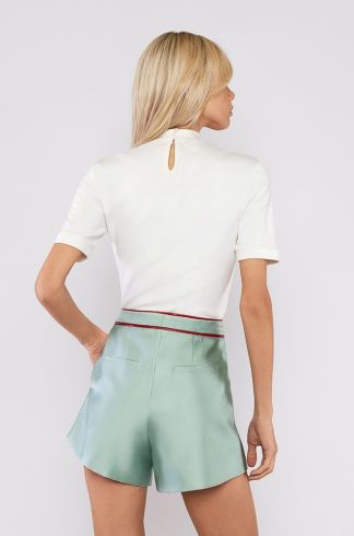 Blusa Malha Gola Alta Travessia Offwhite