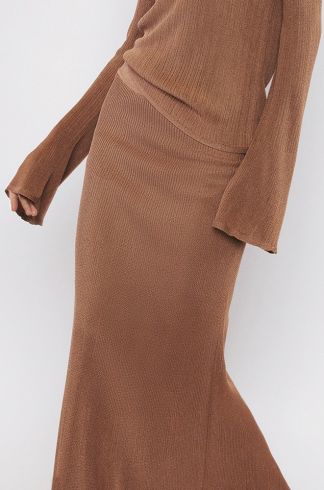 Saia Longa Travessia Tricot Bege