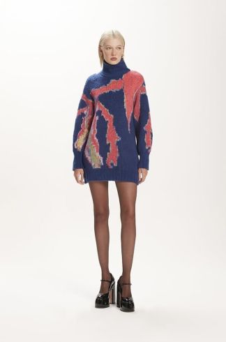 Blusa em Tricot Pull Gola Alta Ride Play Azul