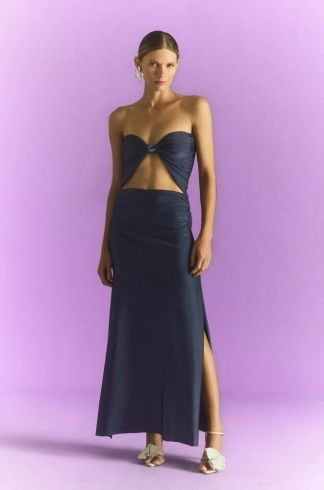 Vestido Midi sem Alça Ginger e La Sirene Lina Azul