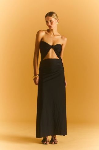 Vestido Midi sem Alça Ginger e La Sirene Lina Preto