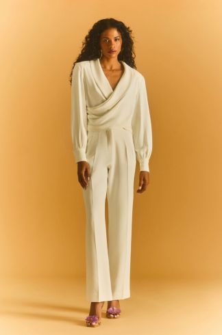 Calça Reta Alfaiataria Florea Lichia Branco