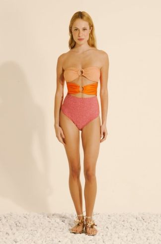 Body sem Alça Lurex Ginger e La Sirene Glow Turim Tangerina