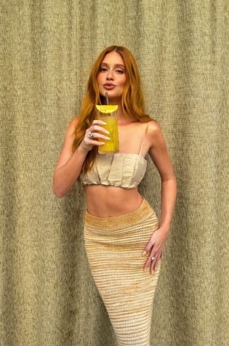 Top Alças Finas Reguláveis Drapeado Florea Cacau Areia