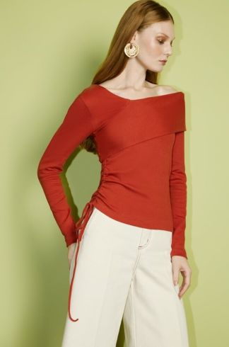 Blusa Manga Longa Casulo Centopeia Laranja