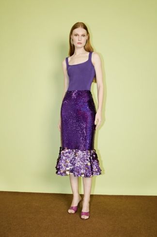 Saia Midi em Paetê Casulo Borboleta Roxo