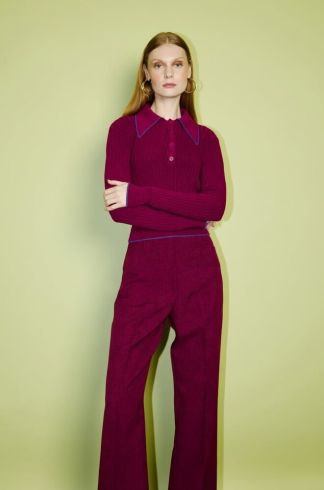 Blusa Polo em Tricot Casulo Crisálida Bordô