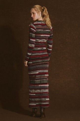 Vestido Cardigan em Tricot Casulo Aranha Bordô