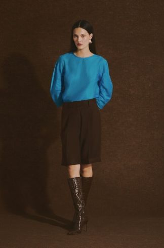 Blusa Franzida Casulo Asas Azul