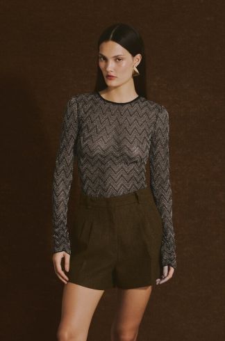 Blusa em Tricot Lurex Casulo Abelha Preto