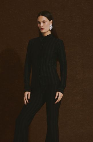 Camisa em Tricot Lurex Casulo Abelha Preto