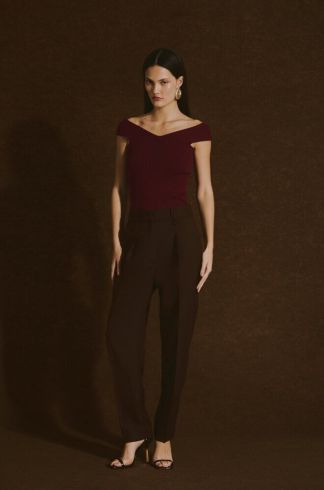 Blusa em Tricot Casulo Colmeia Bordô