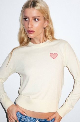 Blusa Manga Longa em Tricot Coração Casulo Crisálida Off White