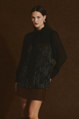 Blusa Camisa Plissada Casulo Joaninha Preto