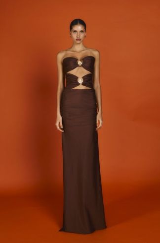 Vestido Longo sem Alças Ginger e La Sirene Shell Capuccino