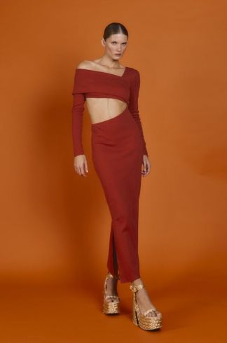 Vestido Midi Mareh Centopeia Laranja