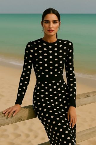 Blusa em Tricot Manga Longa Mareh Poá Preto