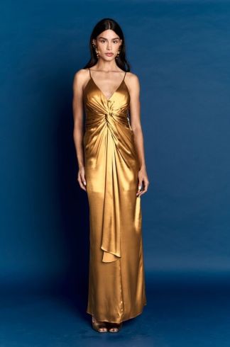 Vestido Longo Devaneio Reflexo Dourado