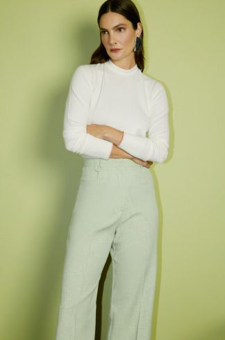 Blusa Manga Longa em Tricot Casulo Crisálida Off White