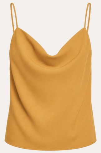 Blusa com Alças Finas Casulo Gafanhoto Camelo