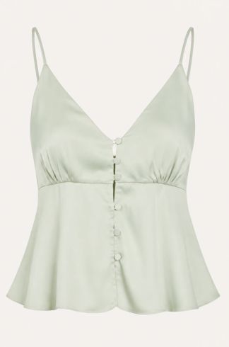 Blusa em Cetim Alças Finas Casulo Mel Verde