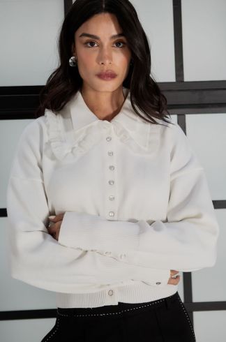 Blusa Gola Devaneio Tricot Aura Off White
