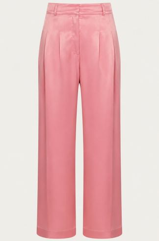 Calça Reta em Cetim Casulo Mel Rosa