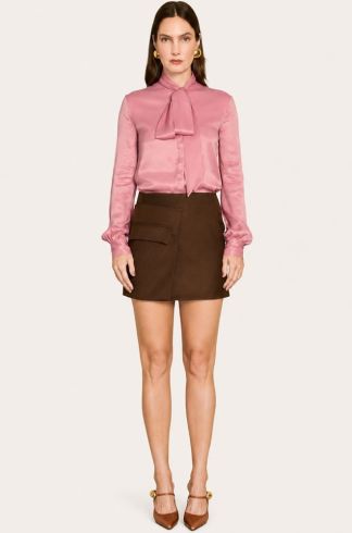 Camisa em Cetim Casulo Mel Rosa