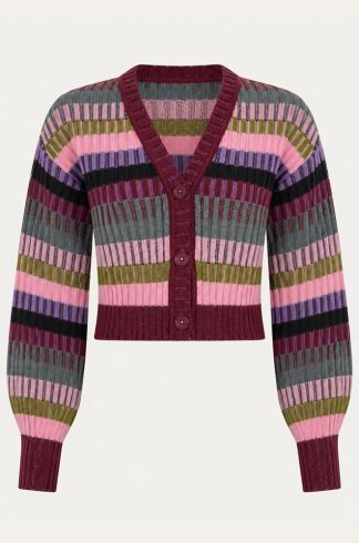 Cardigan em Tricot Casulo Stripes Multicolor