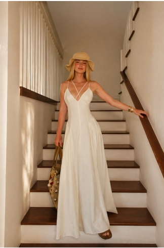 Vestido Longo Mareh Tartaruga Off White