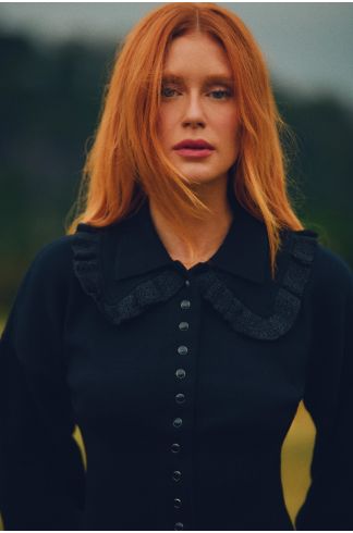 Blusa Devaneio Gola Tricot Aura Preto