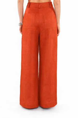 Calça Linho Pantalona Travessia Terracota 