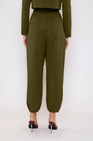 Calça Alladin Amarrações Linho Travessia Verde 