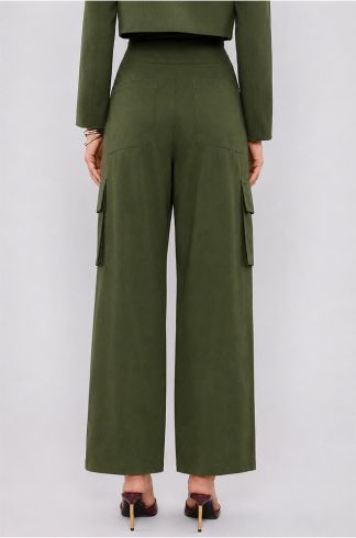 Calça Linho Bolsos Verde 