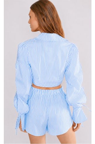 Camisa Cropped Listrada Light Azul Travessia
