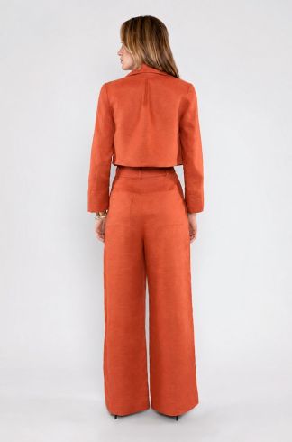 Blazer Linho Cropped Travessia Terracota