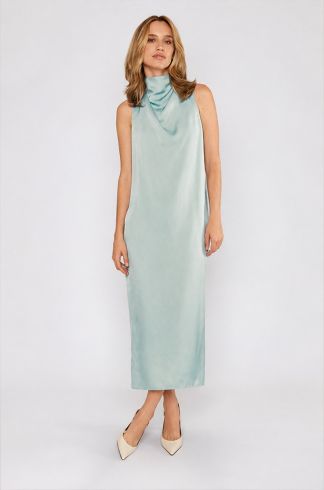 Vestido Midi Gola Alta Travessia Verde