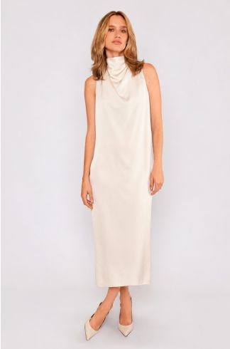 Vestido Midi Gola Alta Travessia Areia 