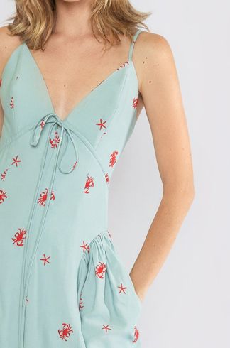 Vestido Longo Bordado Travessia verde 